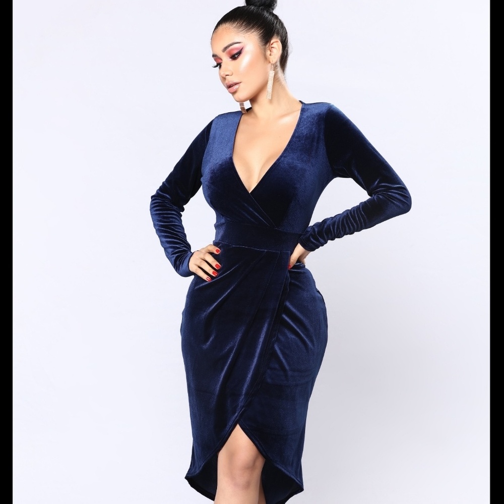 Velvet Dress - Navy